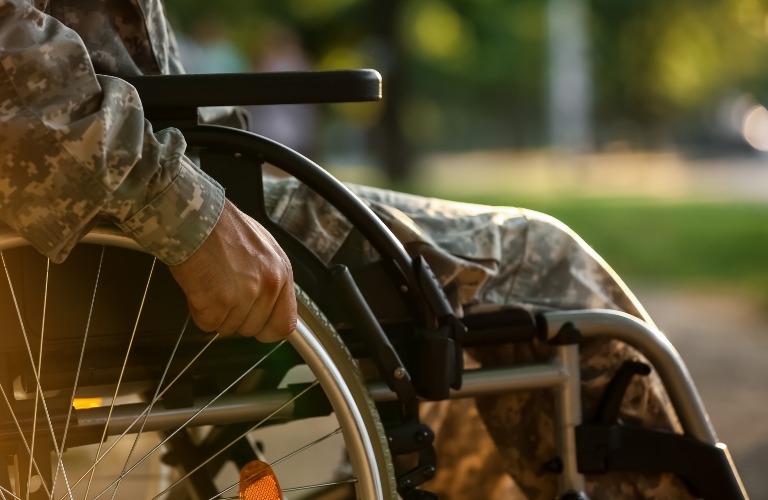soldier in wheelchair outdoors