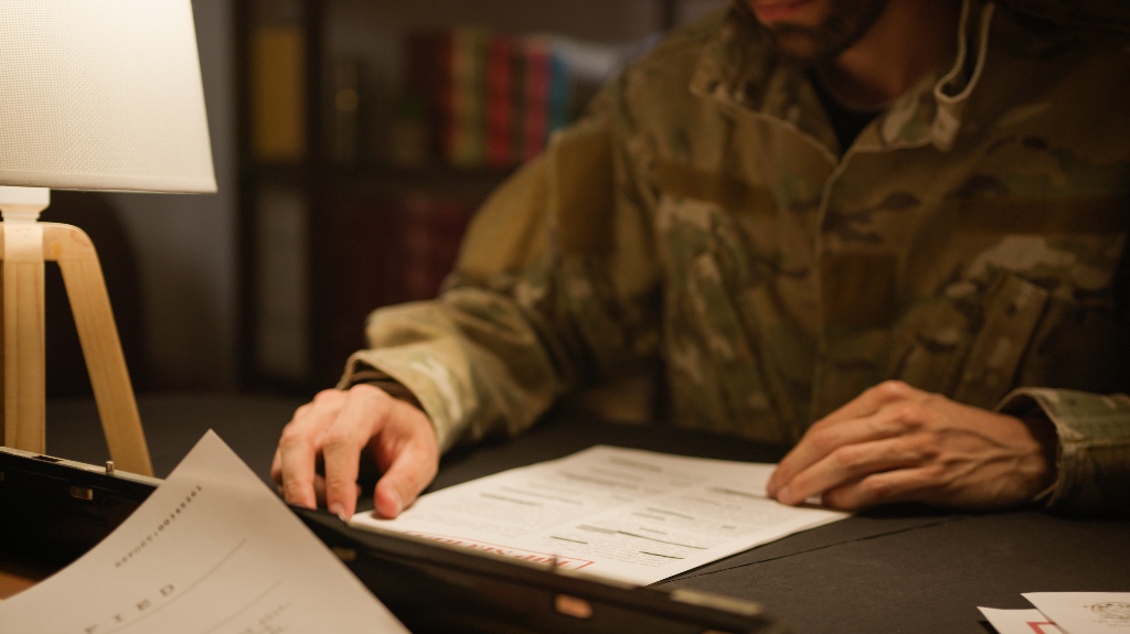 Veteran is reviewing documents
