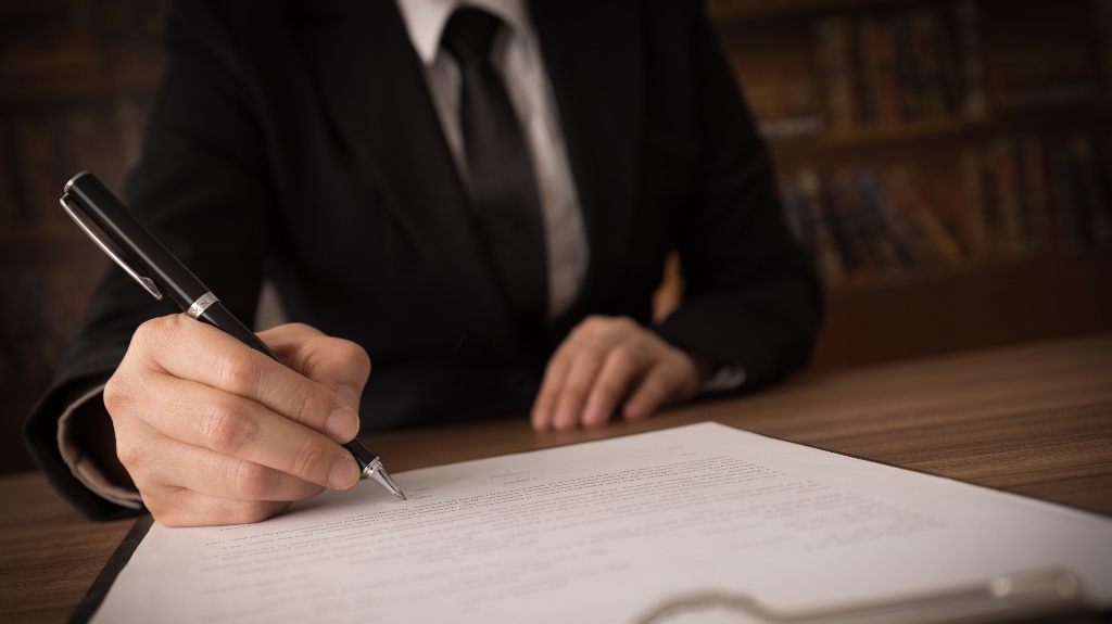 Lawyer is working with documents