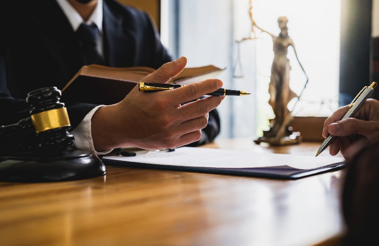 Lawyer is consulting client